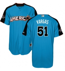 Men's Majestic Kansas City Royals #51 Jason Vargas Authentic Blue American League 2017 MLB All-Star MLB Jersey