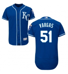 Men's Majestic Kansas City Royals #51 Jason Vargas Blue Flexbase Authentic Collection MLB Jersey