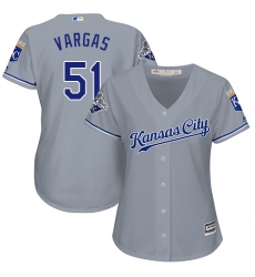 Women's Majestic Kansas City Royals #51 Jason Vargas Authentic Grey Road Cool Base MLB Jersey