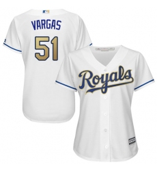 Women's Majestic Kansas City Royals #51 Jason Vargas Replica White Home Cool Base MLB Jersey