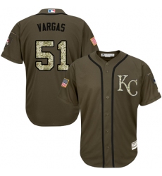 Youth Majestic Kansas City Royals #51 Jason Vargas Authentic Green Salute to Service MLB Jersey