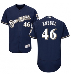 Men's Majestic Milwaukee Brewers #46 Corey Knebel Navy Blue Flexbase Authentic Collection MLB Jersey