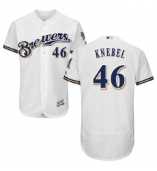 Men's Majestic Milwaukee Brewers #46 Corey Knebel White Flexbase Authentic Collection MLB Jersey