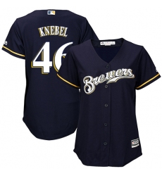 Women's Majestic Milwaukee Brewers #46 Corey Knebel Authentic Navy Blue Alternate Cool Base MLB Jersey