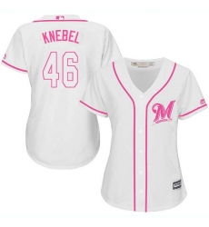 Women's Majestic Milwaukee Brewers #46 Corey Knebel Authentic White Fashion Cool Base MLB Jersey