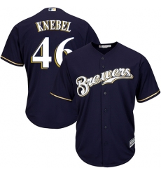 Youth Majestic Milwaukee Brewers #46 Corey Knebel Authentic Navy Blue Alternate Cool Base MLB Jersey