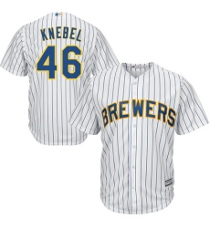 Youth Majestic Milwaukee Brewers #46 Corey Knebel Authentic White Alternate Cool Base MLB Jersey