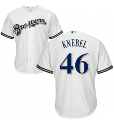 Youth Majestic Milwaukee Brewers #46 Corey Knebel Authentic White Home Cool Base MLB Jersey