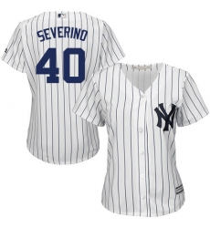 Women's Majestic New York Yankees #40 Luis Severino Authentic White Home MLB Jersey