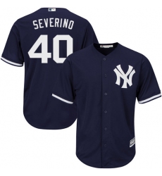 Youth Majestic New York Yankees #40 Luis Severino Authentic Navy Blue Alternate MLB Jersey