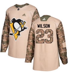 Youth Adidas Pittsburgh Penguins #23 Scott Wilson Authentic Camo Veterans Day Practice NHL Jersey