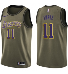 Men's Nike Los Angeles Lakers #11 Brook Lopez Swingman Green Salute to Service NBA Jersey