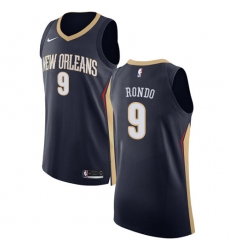 Men's Nike New Orleans Pelicans #9 Rajon Rondo Authentic Navy Blue Road NBA Jersey - Icon Edition