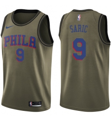 Men's Nike Philadelphia 76ers #9 Dario Saric Swingman Green Salute to Service NBA Jersey