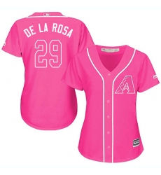 Women's Majestic Arizona Diamondbacks #29 Jorge De La Rosa Replica Pink Fashion MLB Jersey