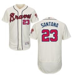 Men's Majestic Atlanta Braves #23 Danny Santana Cream Flexbase Authentic Collection MLB Jersey