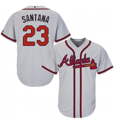 Men's Majestic Atlanta Braves #23 Danny Santana Replica Grey Road Cool Base MLB Jersey