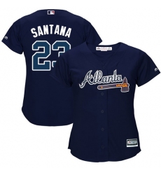 Women's Majestic Atlanta Braves #23 Danny Santana Authentic Blue Alternate Road Cool Base MLB Jersey