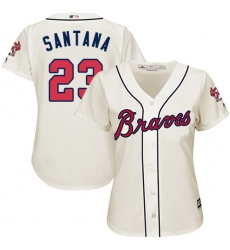 Women's Majestic Atlanta Braves #23 Danny Santana Authentic Cream Alternate 2 Cool Base MLB Jersey