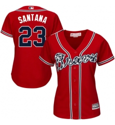 Women's Majestic Atlanta Braves #23 Danny Santana Authentic Red Alternate Cool Base MLB Jersey