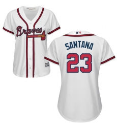 Women's Majestic Atlanta Braves #23 Danny Santana Authentic White Home Cool Base MLB Jersey