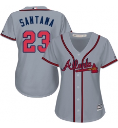 Women's Majestic Atlanta Braves #23 Danny Santana Replica Grey Road Cool Base MLB Jersey