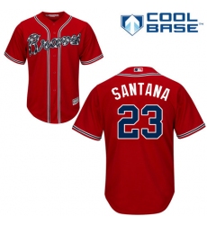 Youth Majestic Atlanta Braves #23 Danny Santana Authentic Red Alternate Cool Base MLB Jersey