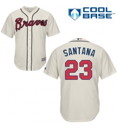 Youth Majestic Atlanta Braves #23 Danny Santana Replica Cream Alternate 2 Cool Base MLB Jersey