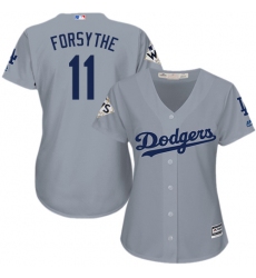 Women's Majestic Los Angeles Dodgers #11 Logan Forsythe Authentic Grey Road 2017 World Series Bound Cool Base MLB Jersey