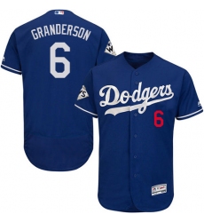 Men's Majestic Los Angeles Dodgers #6 Curtis Granderson Authentic Royal Blue Alternate 2017 World Series Bound Flex Base MLB Jersey