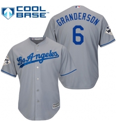 Youth Majestic Los Angeles Dodgers #6 Curtis Granderson Replica Grey Road 2017 World Series Bound Cool Base MLB Jersey