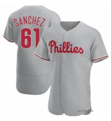 Men's Philadelphia Phillies #61 Cristopher Sanchez Grey Flex Base Stitched Baseball Jersey