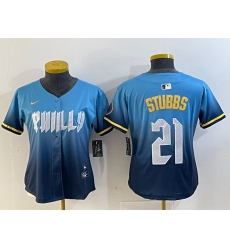 Women's Philadelphia Phillies #21 Garrett Stubbs Blue 2024 City Connect Limited Stitched Jersey