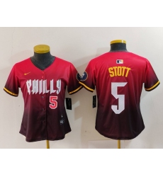 Women's Philadelphia Phillies #5 Bryson Stott Number Red 2024 City Connect Limited Jerseys