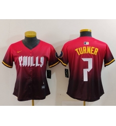 Women's Philadelphia Phillies #7 Trea Turner Red 2024 City Connect Limited Jersey