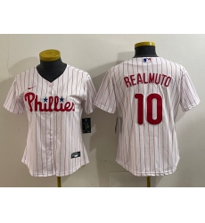 Youth Philadelphia Phillies #10 JT Realmuto White Stitched Cool Base Nike Jersey