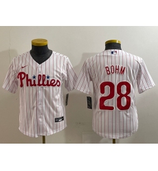 Youth Philadelphia Phillies #28 Alec Bohm White Cool Base Jersey