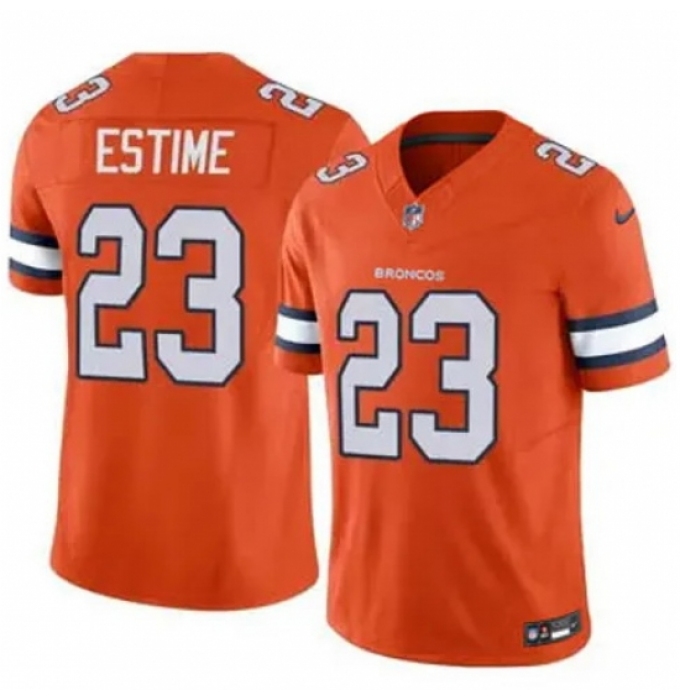 Men's Denver Brocos #23 Audric Estime Orange Rush Stitched Limited NFL Jersey