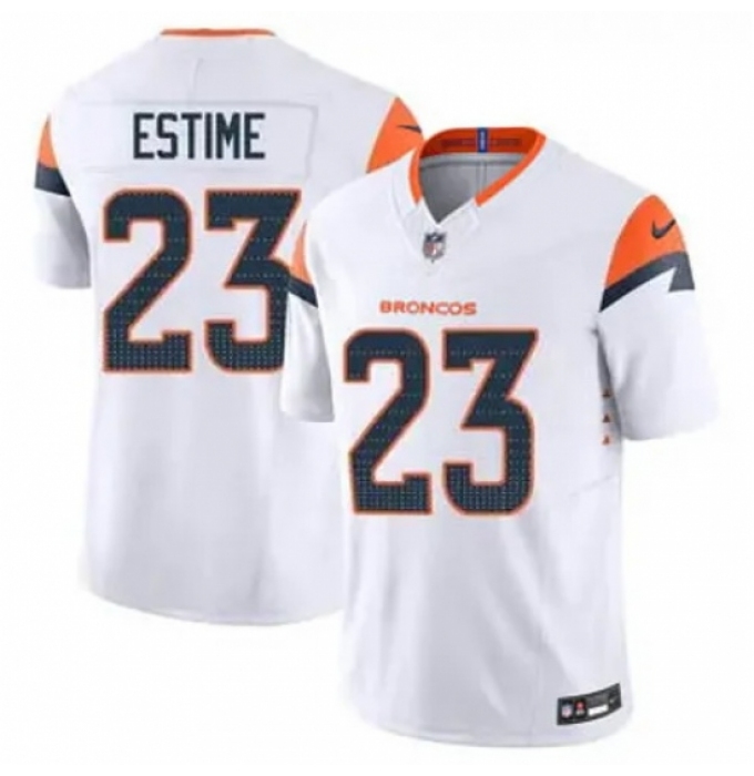 Men's Denver Brocos #23 Audric Estime White 2024 F U S E Stitched Limited NFL Jersey