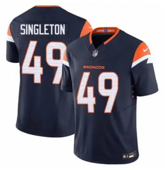 Men's Denver Brocos #49 Alex Singleton Navy F U S E Stitched Limited NFL Jersey