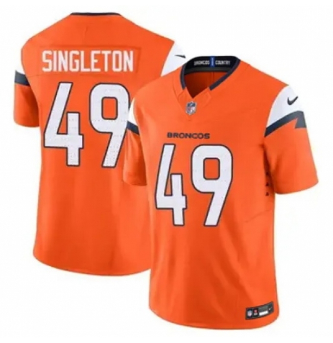 Men's Denver Brocos #49 Alex Singleton Orange 2024 F U S E Stitched Limited NFL Jersey