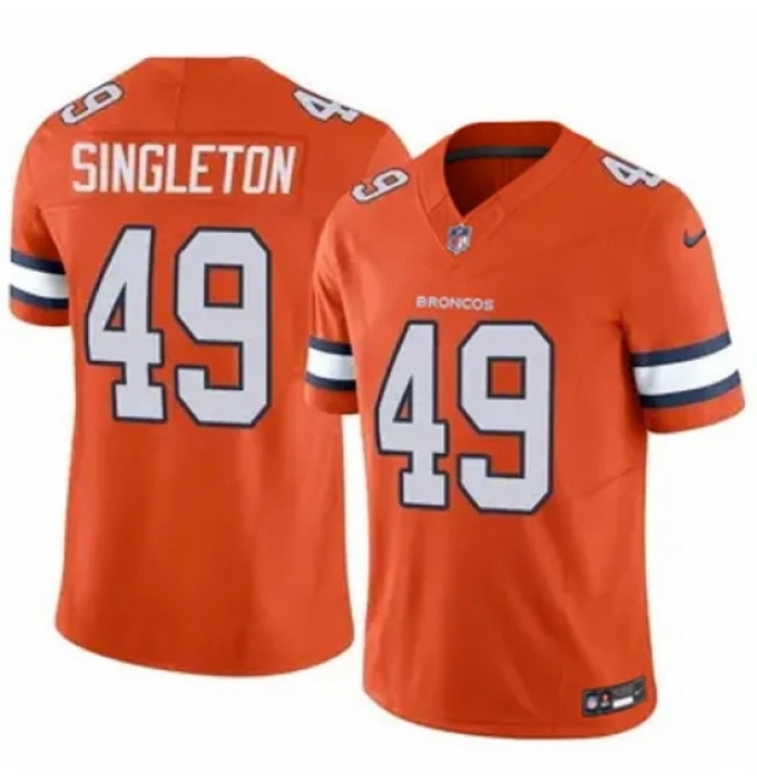 Men's Denver Brocos #49 Alex Singleton Orange Rush Stitched Limited Game NFL Jersey