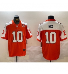 Men's Denver Broncos #10 Bo Nix Orange 2024 F U S E Throwback Vapor Limited Alternate Stitched Football Jersey 1