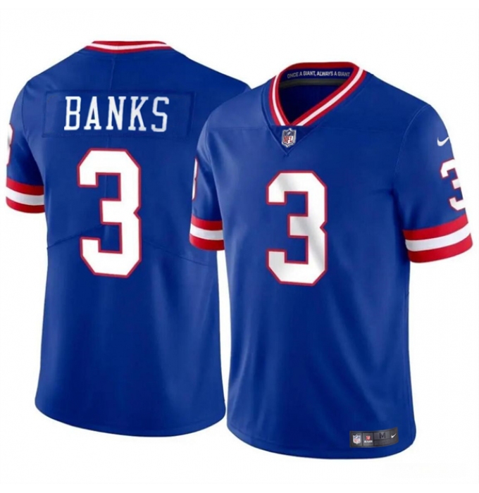Men's New York Giants #3 Deonte Banks Royal Throwback Vapor Untouchable Limited Football Stitched Jersey