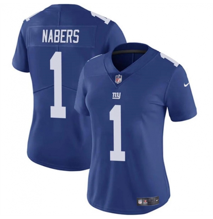 Women's New York Giants #1 Malik Nabers Blue Vapor Stitched Jersey(Run Small)