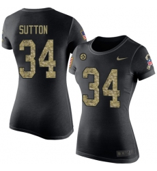 Women's Nike Pittsburgh Steelers #34 Cameron Sutton Black Camo Salute to Service T-Shirt
