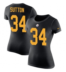 Women's Nike Pittsburgh Steelers #34 Cameron Sutton Black Rush Pride Name & Number T-Shirt