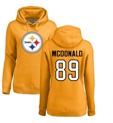 NFL Women's Nike Pittsburgh Steelers #89 Vance McDonald Gold Name & Number Logo Pullover Hoodie