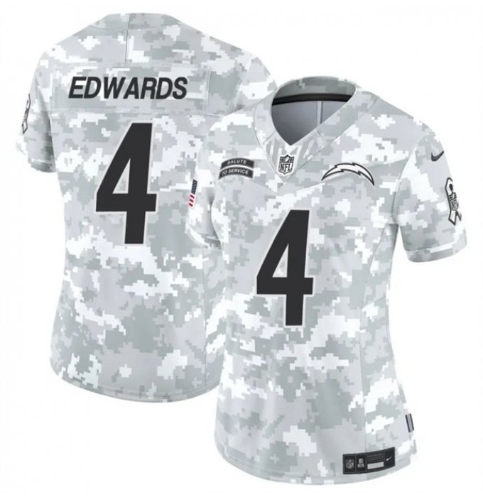 Women's Los Angeles Chargers #4 Gus Edwards 2024 F.U.S.E Arctic Camo Salute To Service Limited Stitched Football Jersey(Run Small)