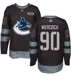 Men's Adidas Vancouver Canucks #90 Patrick Wiercioch Authentic Black 1917-2017 100th Anniversary NHL Jersey